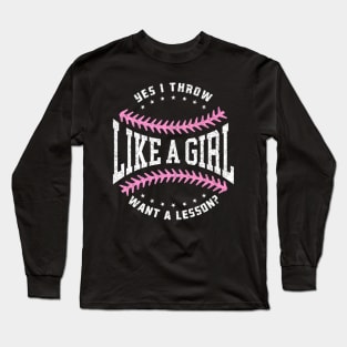 Play Like A Girl Softball Player Long Sleeve T-Shirt